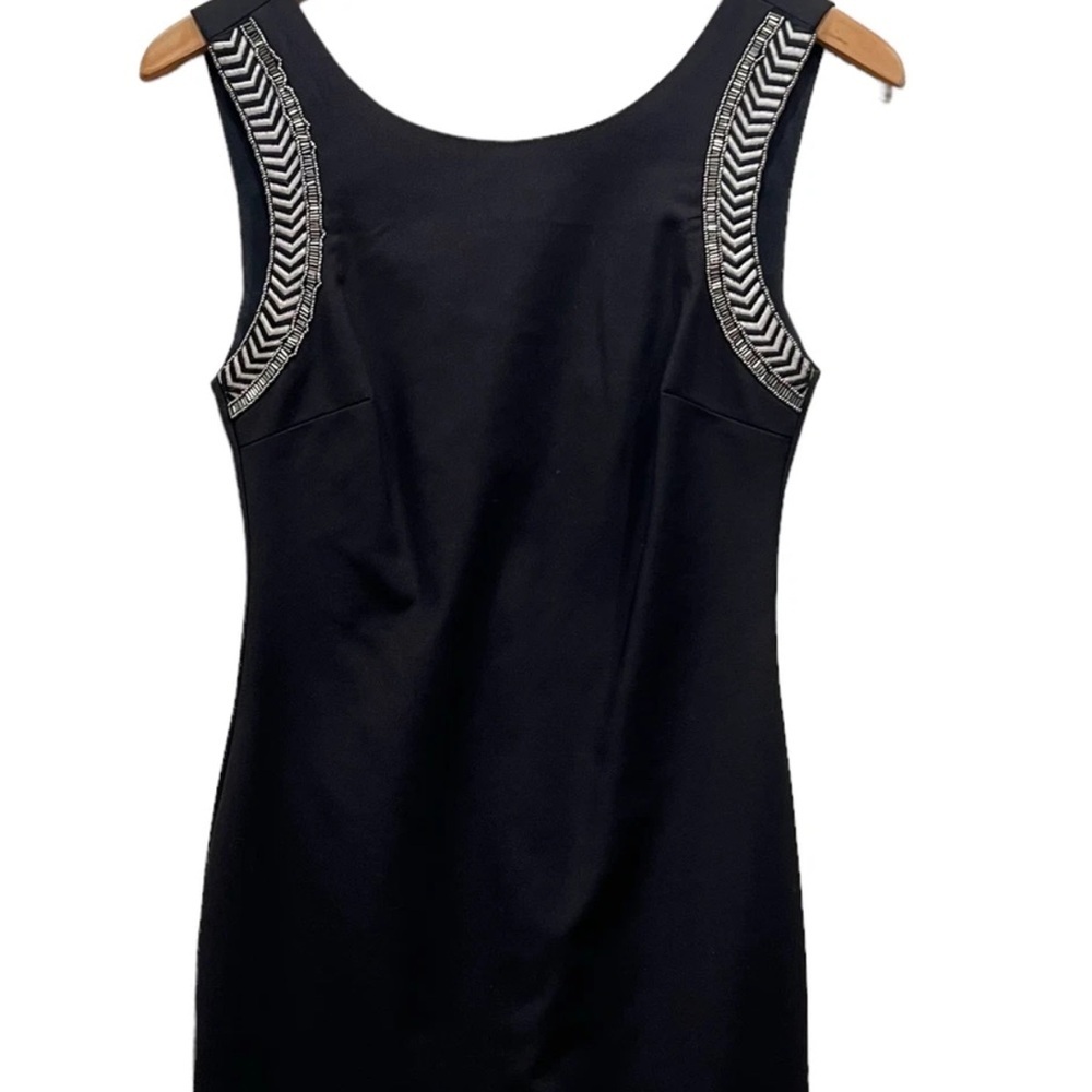 Zara - black tapered dress with accent beaded sleeveless - Picture 5 of 6